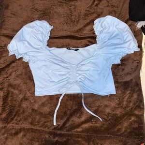 Shein cropped puff sleeve top